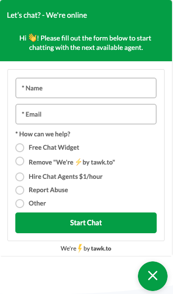 Tawk.to live chat window and button