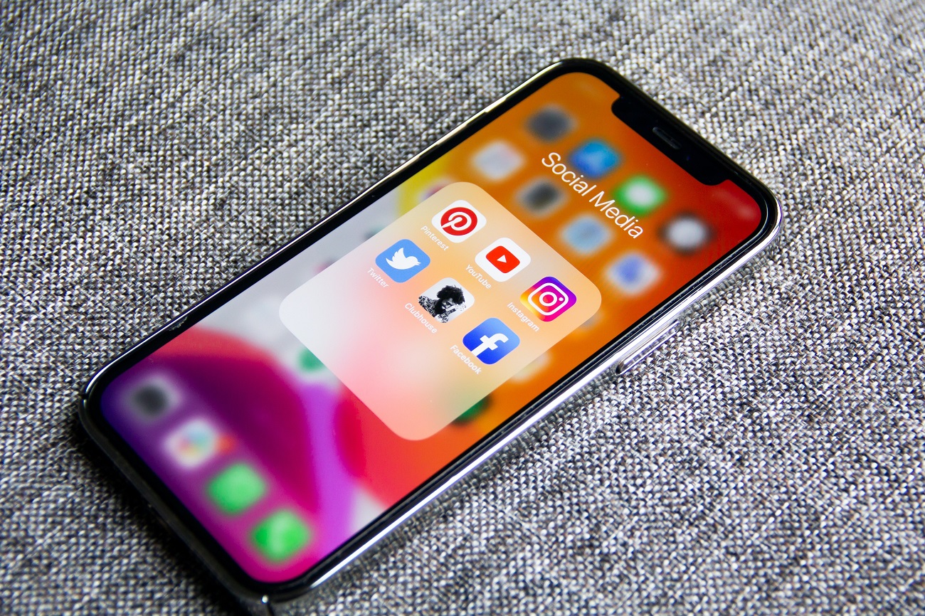 social media icons on phone screen