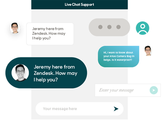 Customer view of ongoing live chat in Zendesk
