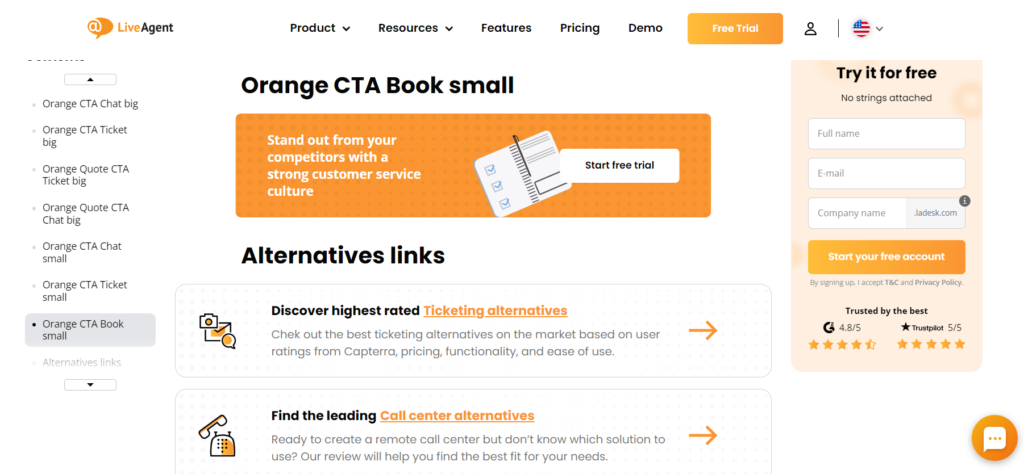 LiveAgent-ovi CTA gumbi